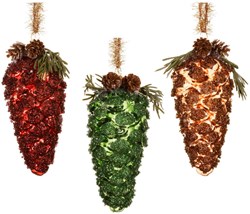 Decoris adorno navideño piña vidrio decoración árbol Ø6xH12,5cm
