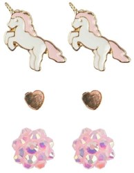 Great Pretenders pendientes unicornio set - 3 pares, joyas infantiles