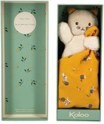 Kaloo manta de apego gato amarillo - manta bebé peluche material reciclado