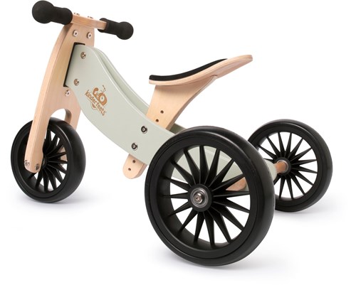 Kinderfeets Bicicleta de equilibrio y triciclo de madera 2 en 1 Tiny Tot Plus - Silver Sage