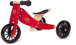 Kinderfeets Bicicleta de equilibrio y triciclo de madera 2 en 1 para niños de 1 año Tiny Tot - Rojo