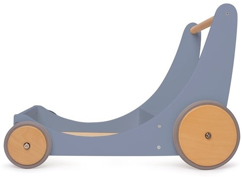 Kinderfeets Carrito de Almacenamiento y Andador de Madera 2 en 1 - Azul Pizarra-3