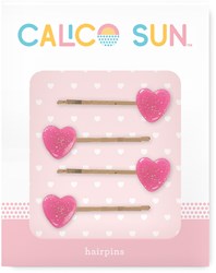 Calico Sun horquillas para el pelo Sophia corazón - accesorio de pelo con purpurina niños