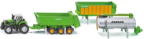 Siku tractor Deutz-Fahr juguete con set de remolque Joskin 1:87