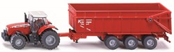 Siku tractor de juguete Massey Ferguson con remolque Krampe 1:87 rojo