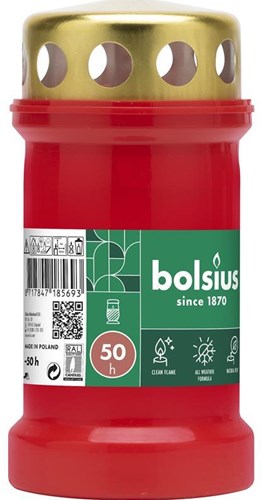 Bolsius vela conmemorativa tumba roja con tapa 50 horas exterior