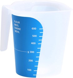 Amuse vaso medidor plástico 1000ml transparente azul accesorio cocina