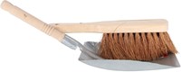 Luva recogedor y cepillo de metal con mango de madera y fibras de coco - set de limpieza marrón