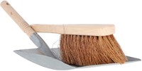 Luva recogedor y cepillo de metal con mango de madera y fibras de coco - set de limpieza marrón-2