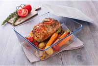 Pyrex fuente horno rectangular 1,5L con tapa hermética vidrio-3
