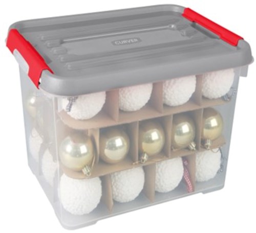 Curver caja de almacenamiento Navidad 65 litros - gran caja de plástico decoración navideña