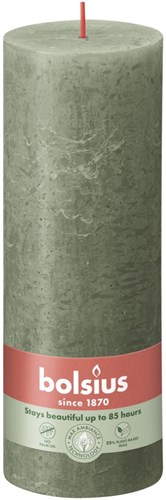 Bolsius vela rústica pilar verde oliva 19 cm - larga duración de combustión