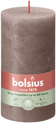 Bolsius vela rústica de pilar - topo - 13 cm - 60 horas - decoración de velas