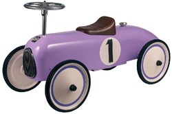 Coche correpasillos Retro Roller clásico lila con ruedas metálicas y neumáticos de goma