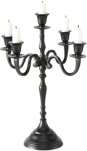 Boltze Home candelabro negro aluminio 5 brazos diseño clásico 40cm