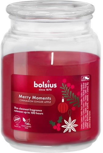 Bolsius vela perfumada Merry Moments roja 100 horas cera vegetal