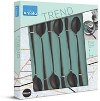 Amefa cucharas para latte negras 6 piezas - set de cubiertos Austin acero inoxidable