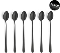 Amefa cucharas para latte negras 6 piezas - set de cubiertos Austin acero inoxidable-2