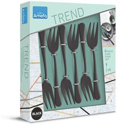 Amefa tenedores para pastel negros 6 piezas - Set de cubiertos Austin Vintage