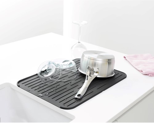 Brabantia alfombrilla escurridora silicona - Dark Grey - alfombrilla cocina antideslizante-2