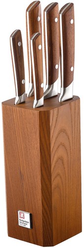 Amefa bloque de cuchillos cocina 5 piezas fresno carbonizado marrón-2