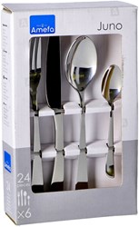 Amefa juego de cubiertos Juno 24 piezas - acero inoxidable plateado - diseño moderno