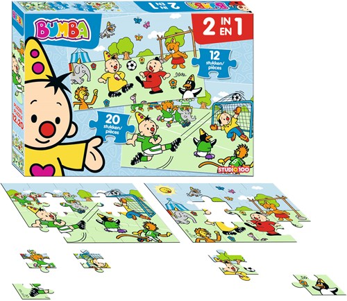 Studio 100 Bumba puzzle fútbol cartón 2en1 12 y 20 piezas-2