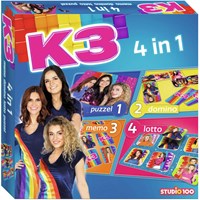 Studio 100 K3 juego 4-en-1 memo, dominó, puzzle y loto cartón