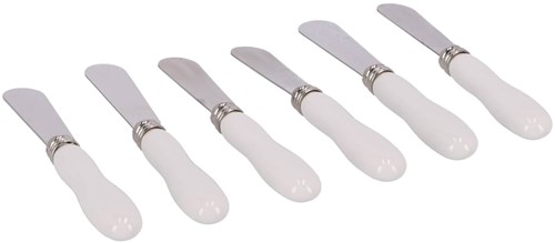 Set cuchillos para mantequilla porcelana blanca - 6 piezas - cubertería acero inoxidable-3