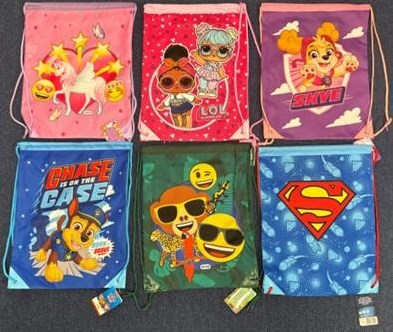 Gymtas 32x40cm 6 assorti