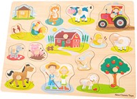 New Classic Toys puzzle de madera con pomos granja - 16 piezas FSC educativo