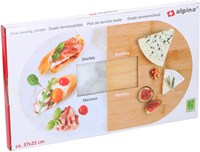 Bandeja de servir ovalada marrón mármol bambú 37x22 cm accesorio de mesa