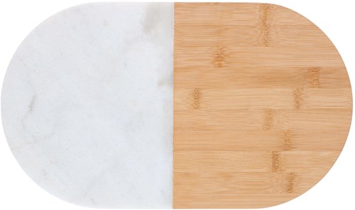 Bandeja de servir ovalada marrón mármol bambú 37x22 cm accesorio de mesa-2