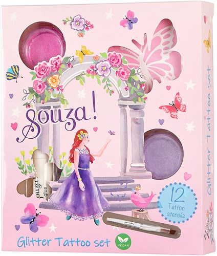Souza for Kids set de tatuajes de purpurina princesa - maquillaje infantil tatuajes de purpurina