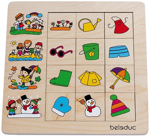 Beleduc puzzle de madera estaciones juguete educativo 12 piezas-2