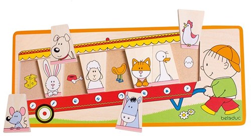 Beleduc puzzle de madera animales jóvenes - juguete educativo-3