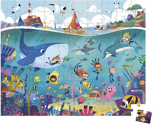 Janod puzzle fondo marino 100 piezas - rompecabezas niños océano-3