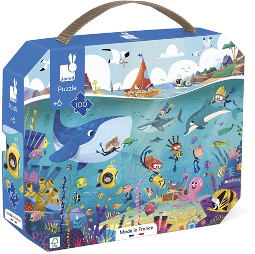 Janod puzzle fondo marino 100 piezas - rompecabezas niños océano