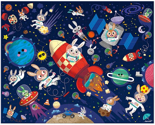 Janod puzzle cohete - rompecabezas de cartón 54 piezas - aventura espacial-3