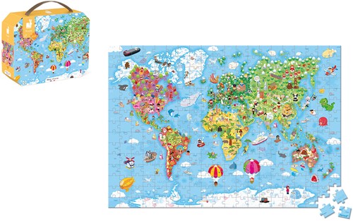 Janod puzzle mapa del mundo - Gigante 300 piezas juguete educativo-3