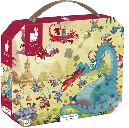 Janod puzzle dragones - 54 piezas maletín con póster-3