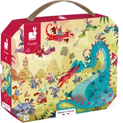 Janod puzzle dragones - 54 piezas maletín con póster