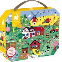 Janod puzzle - puzzle de búsqueda granja en maletín - 24 piezas - juguete educativo