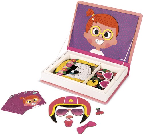 Janod Magnetibook - Juego Magnético Caras Divertidas Niñas Juguete Creativo