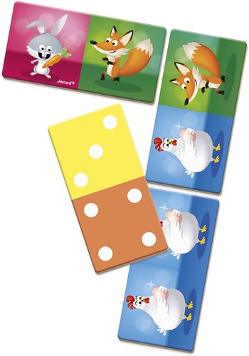 Janod Juego Dominó - Dominó educativo de cartón con temática de animales-3