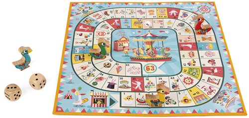 Janod juego de la oca - Carrusel juego familiar de madera tema feria