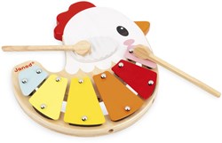 Janod xilófono granja gallo - juguete musical de madera para niños