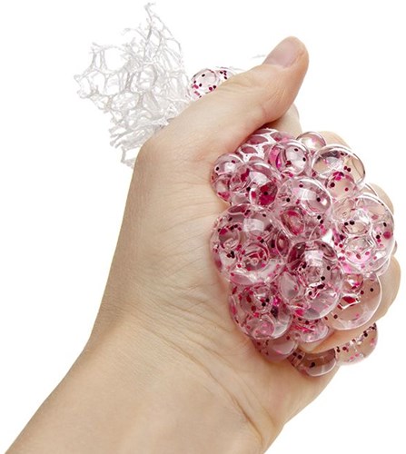 Pelota Squishy Mesh Glitter antiestrés juguete 6,5cm efecto purpurina