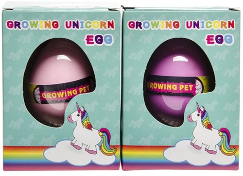 Huevo unicornio mágico juguete sorpresa plástico morado huevo que crece
