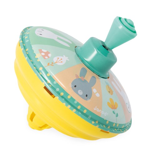 Janod peonza con conejitos - juguete colorido para niños pequeños-2